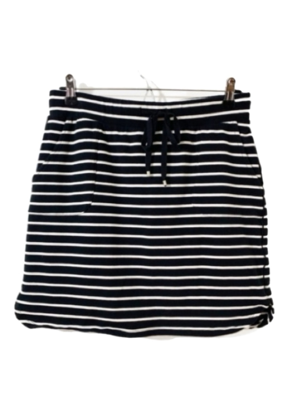 Dakini Cotton Blend Striped Mini Skirt Elastic Waist Drawstring Pockets ⬛️⬜️
